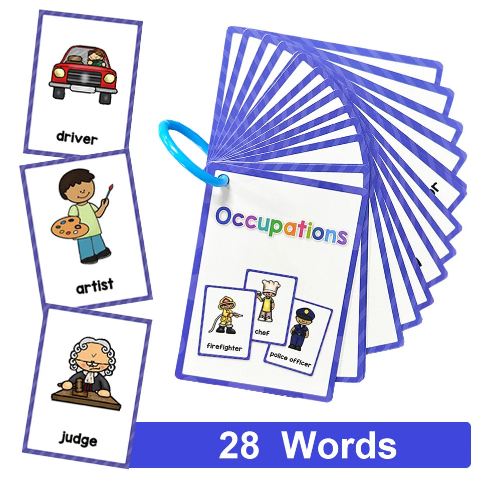 Montessori Kids English Words Learning Flashcards Early Educational Cards Classroom Supplies Kindergarten Teacher Teaching Aids