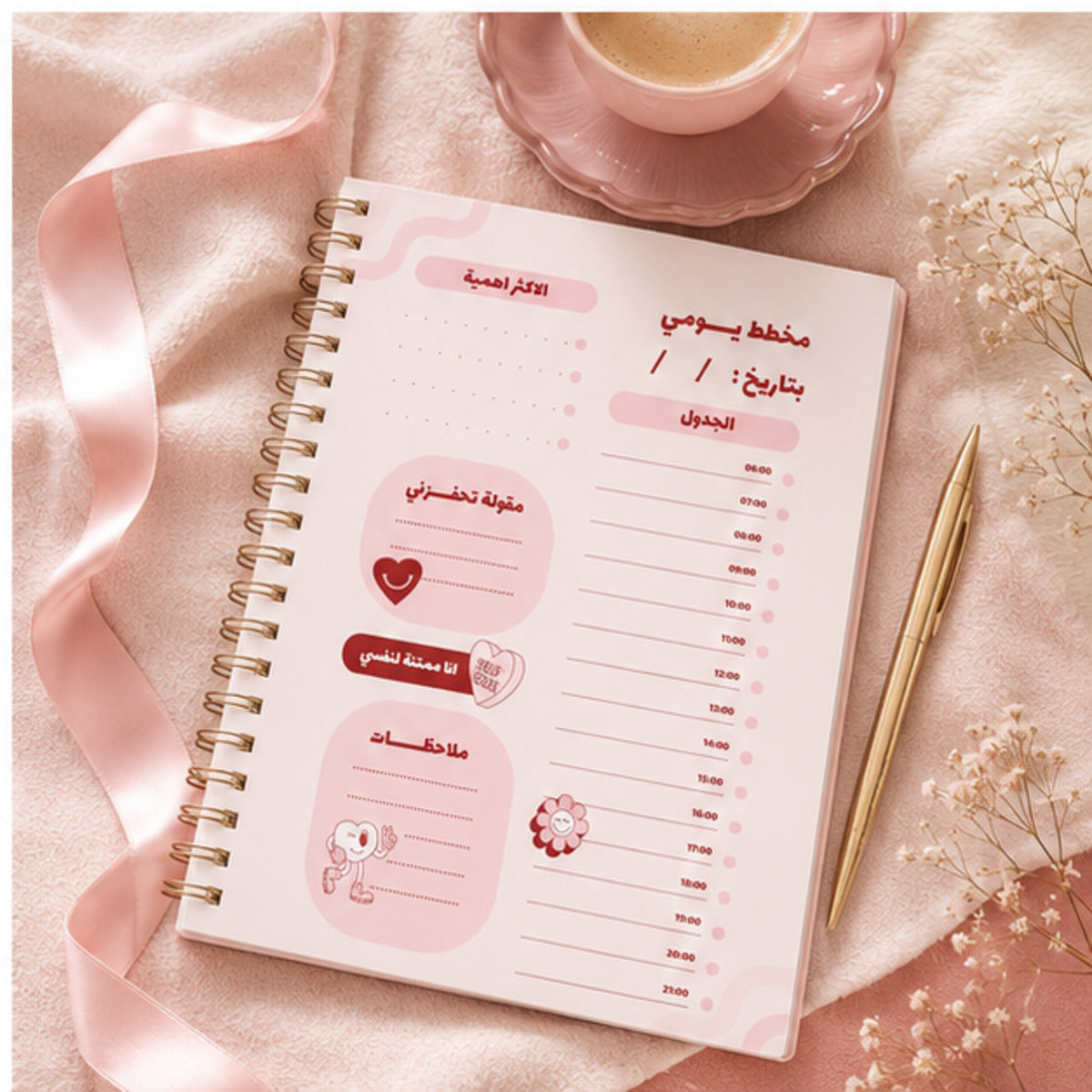 Pink Daily Planner for Time and Task Management | 31 Pages