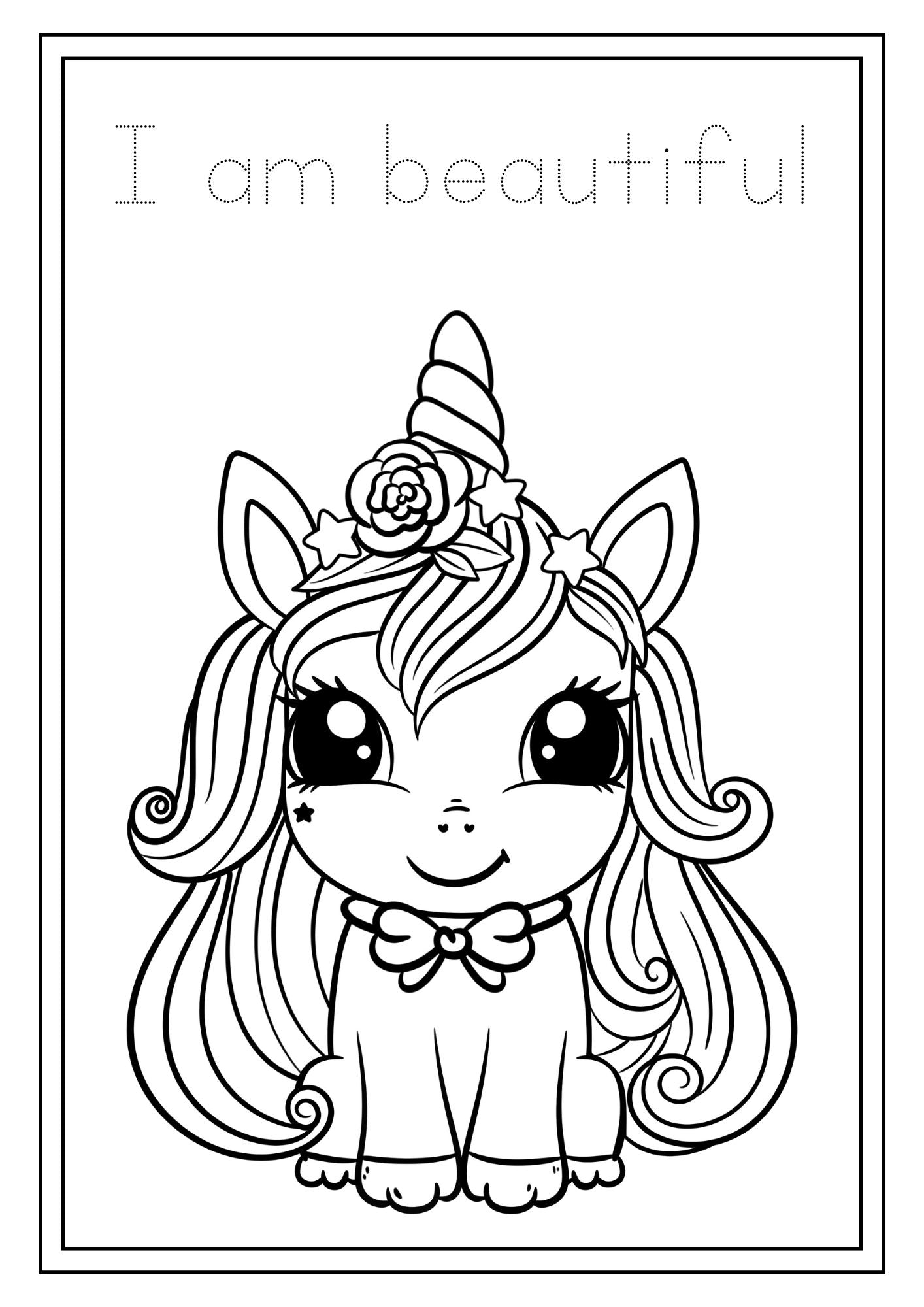 Magical Unicorns Coloring & Affirmations Book