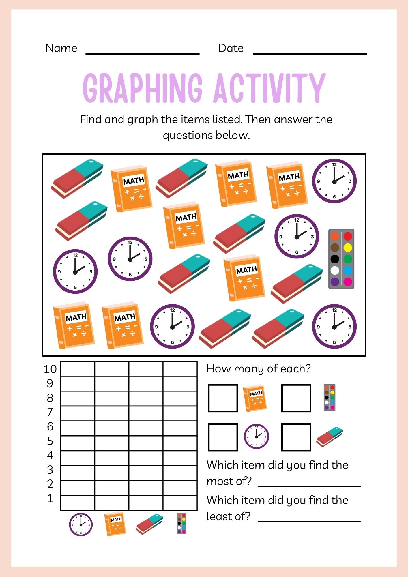 School Supplies ESL Workbook for Kindergarten Kids