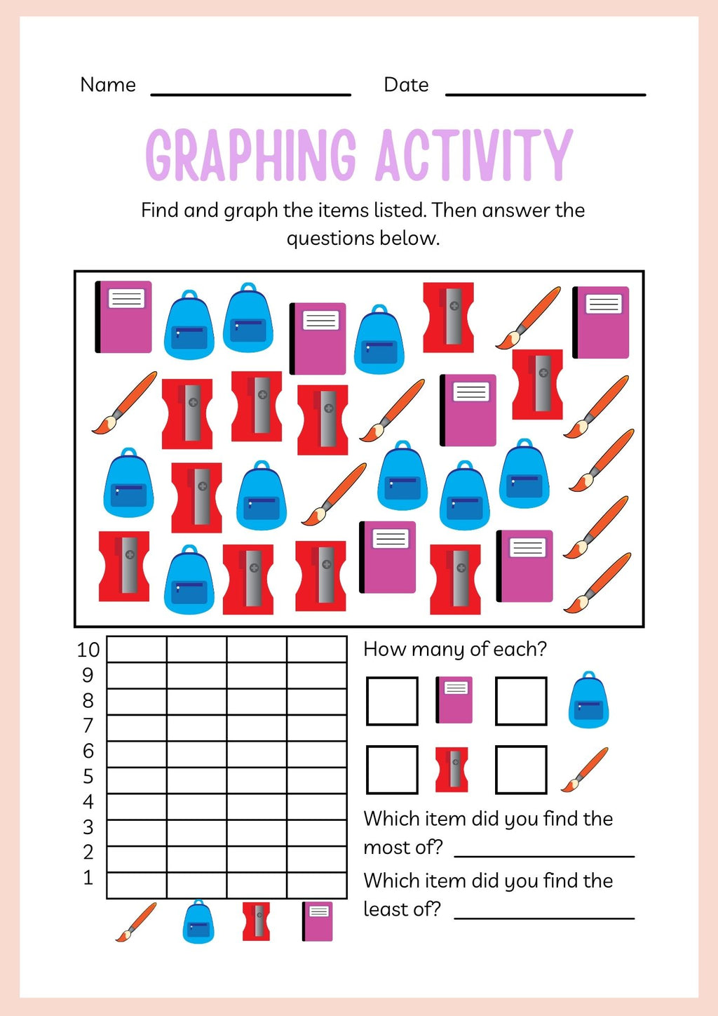 School Supplies ESL Workbook for Kindergarten Kids