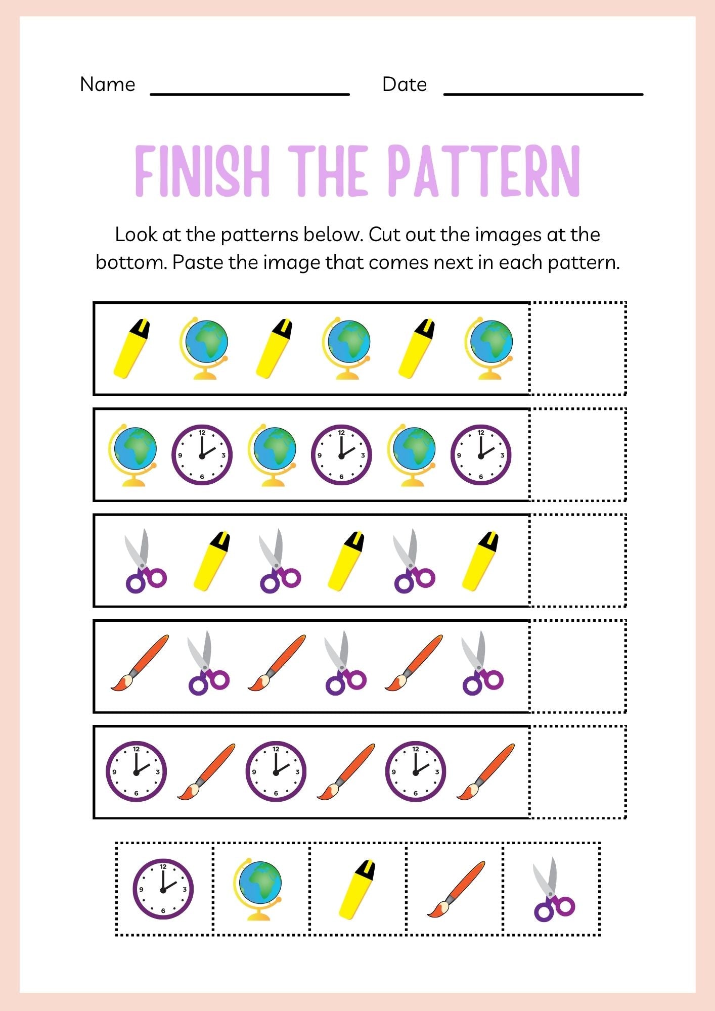 School Supplies ESL Workbook for Kindergarten Kids