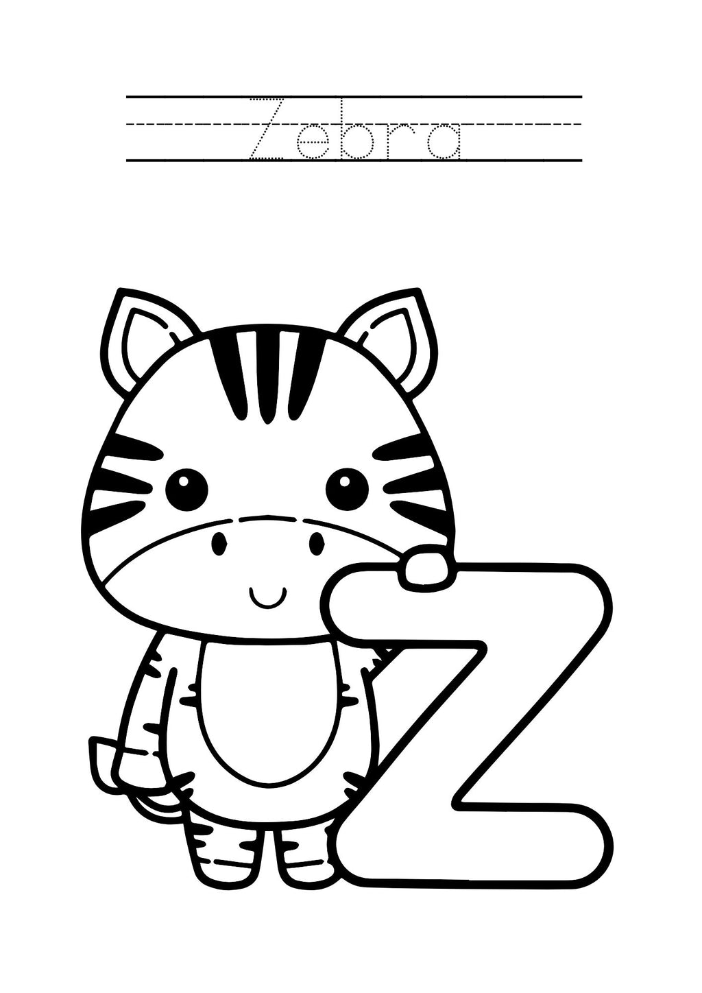 Animal Alphabet Coloring & Tracing Book for Kids