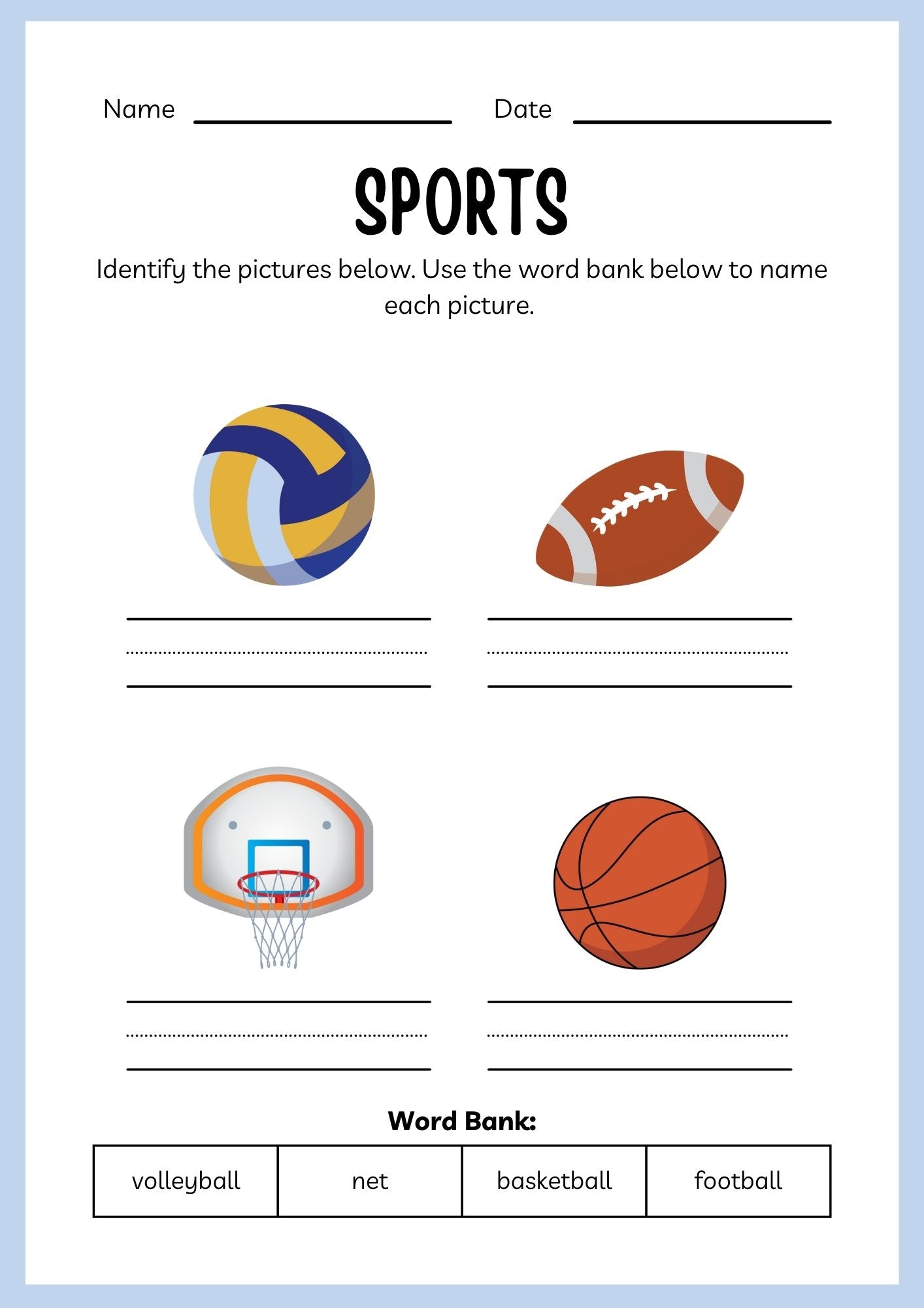Sports ESL Workbook for Kids