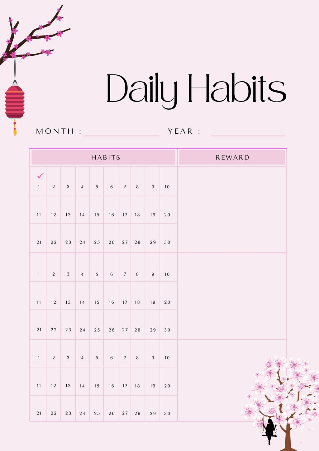 Pink Blossom Daily Planner – Minimal Feminine Planner