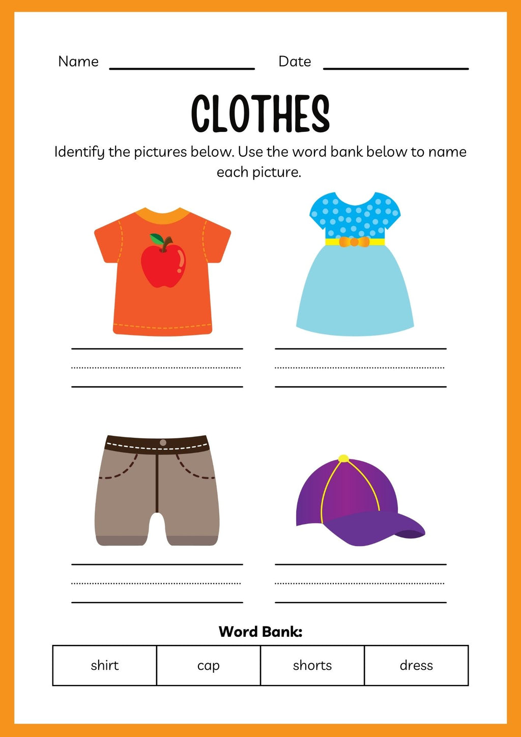 Clothes ESL Workbook for Kids
