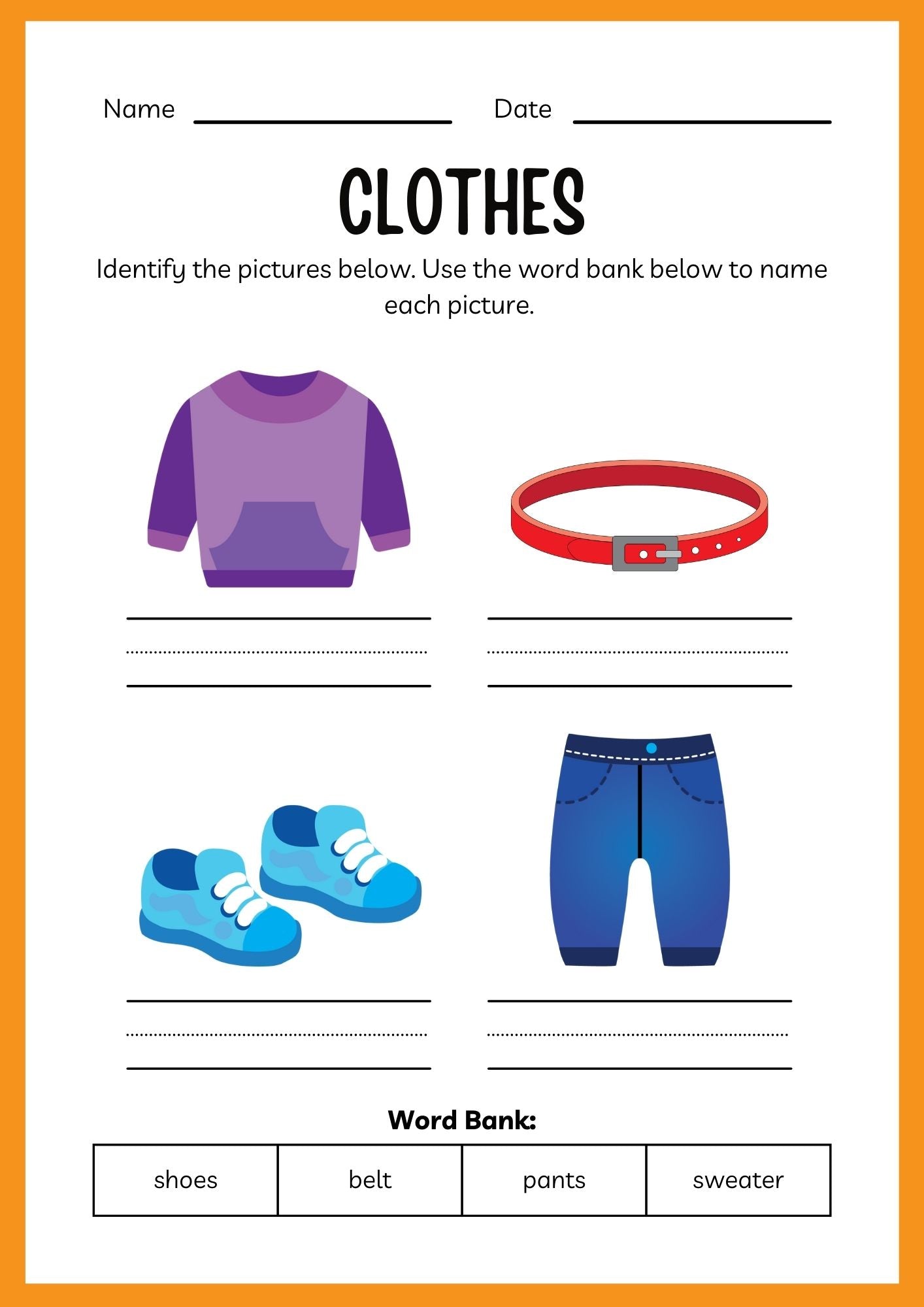 Clothes ESL Workbook for Kids