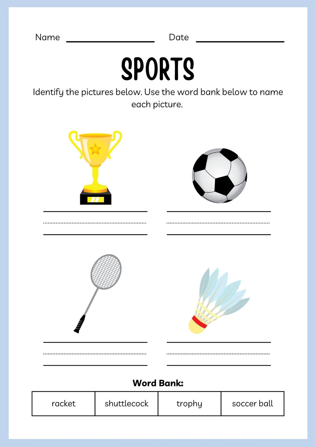 Sports ESL Workbook for Kids