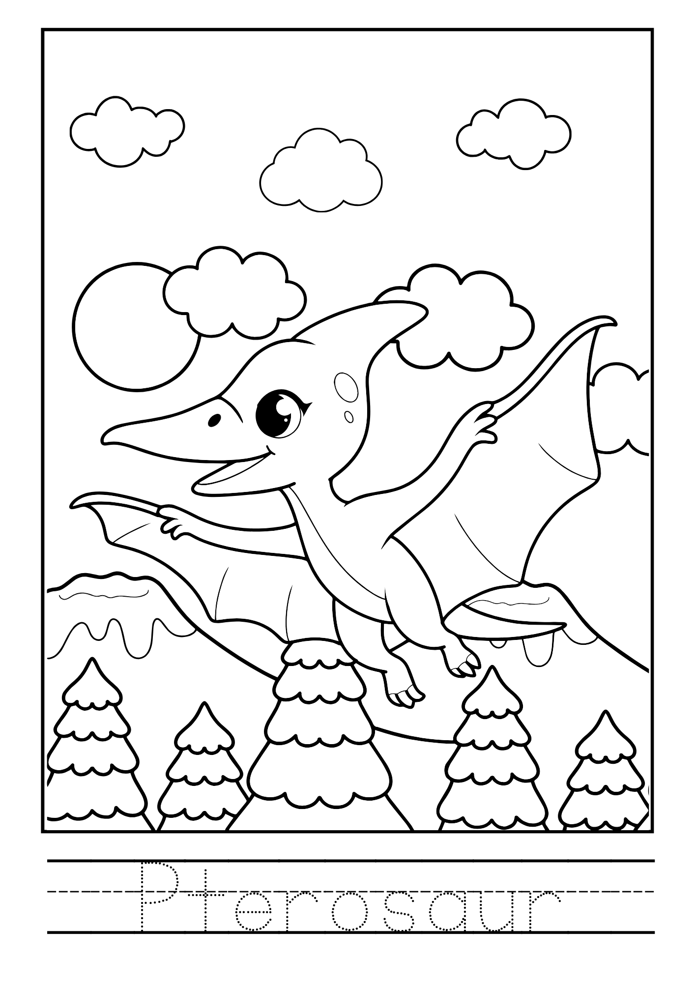 Dinosaur World Coloring Booklet – Black Outline Style