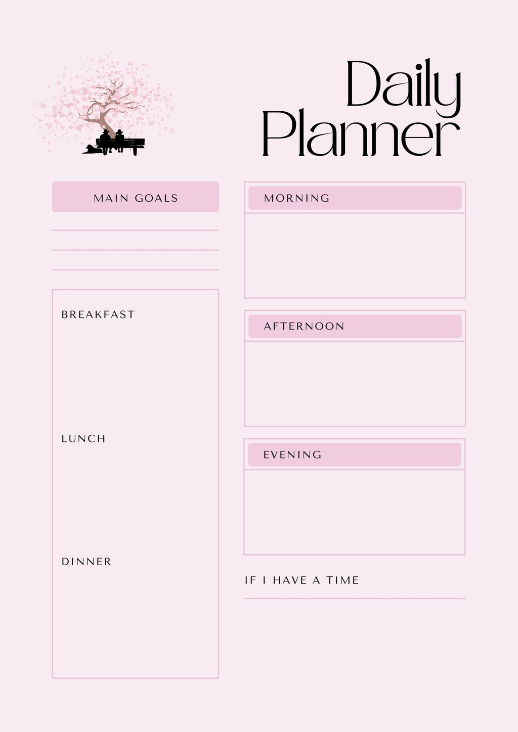 Pink Blossom Daily Planner – Minimal Feminine Planner