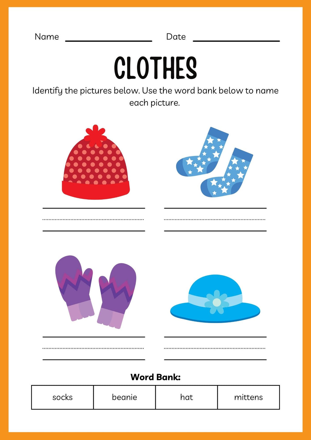 Clothes ESL Workbook for Kids