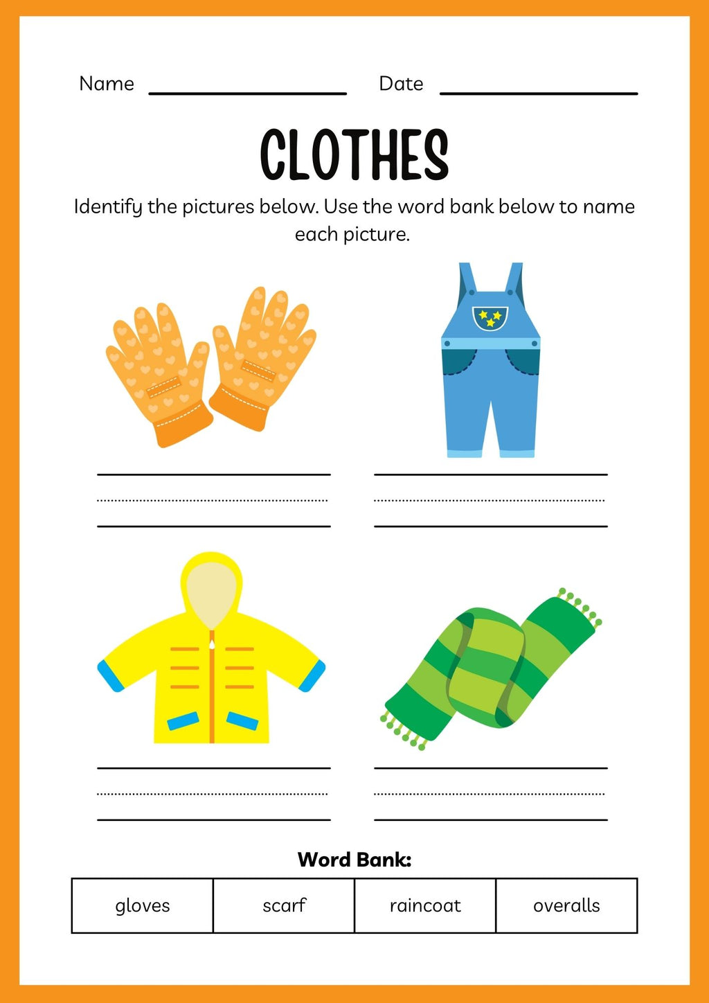 Clothes ESL Workbook for Kids