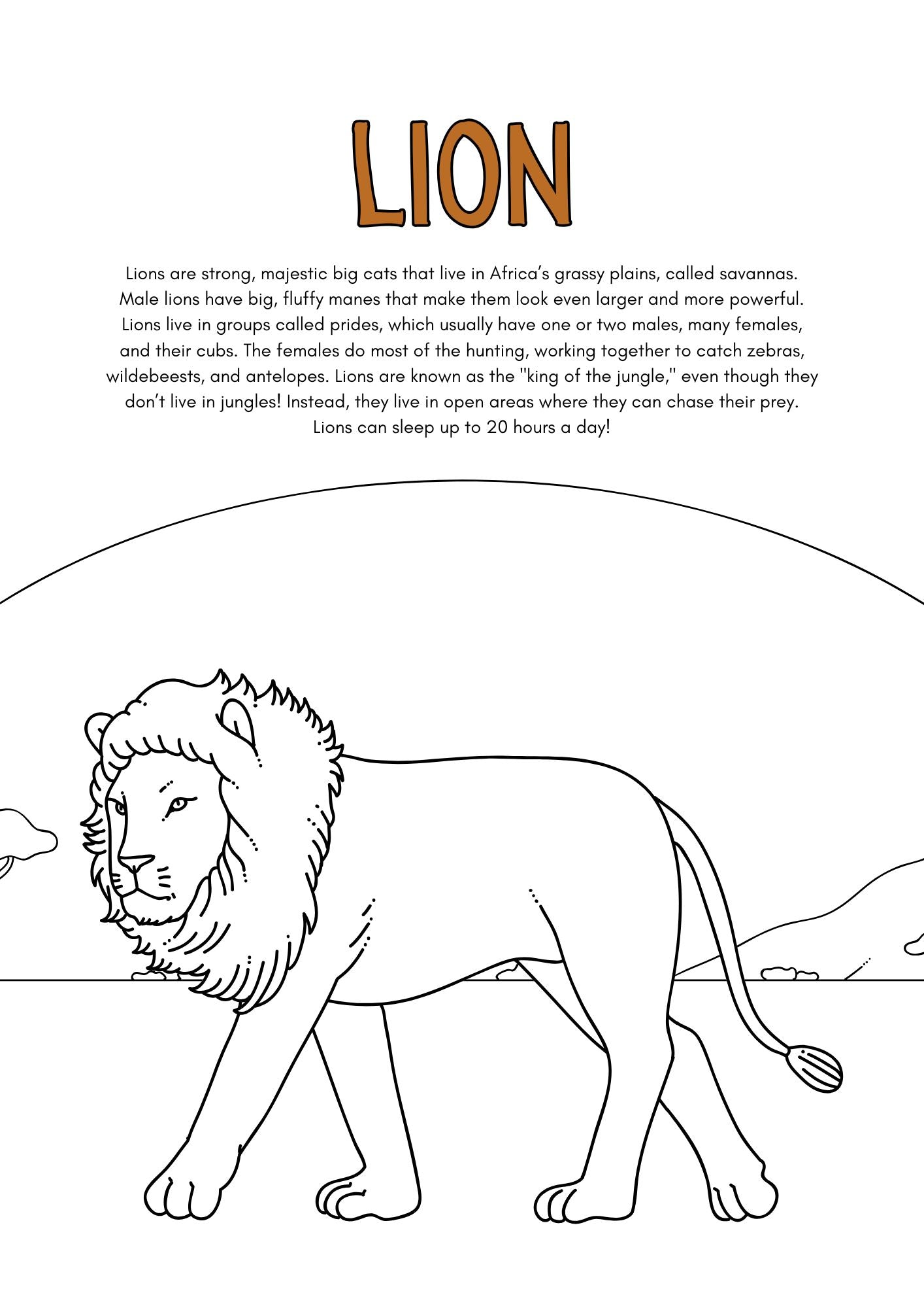 Wild Animals Coloring Pages for Kids