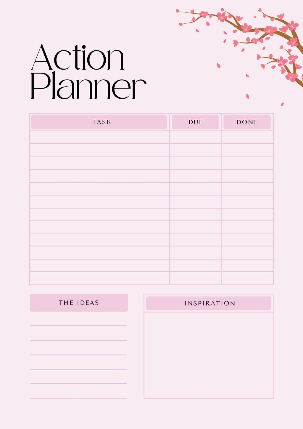 Pink Blossom Daily Planner – Minimal Feminine Planner