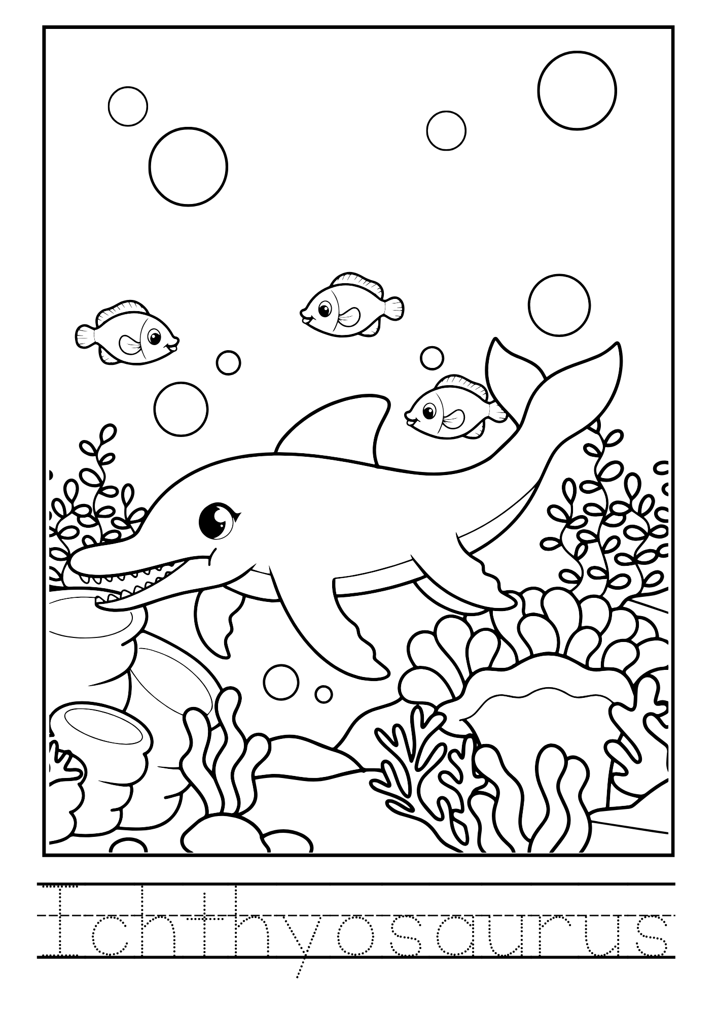Dinosaur World Coloring Booklet – Black Outline Style