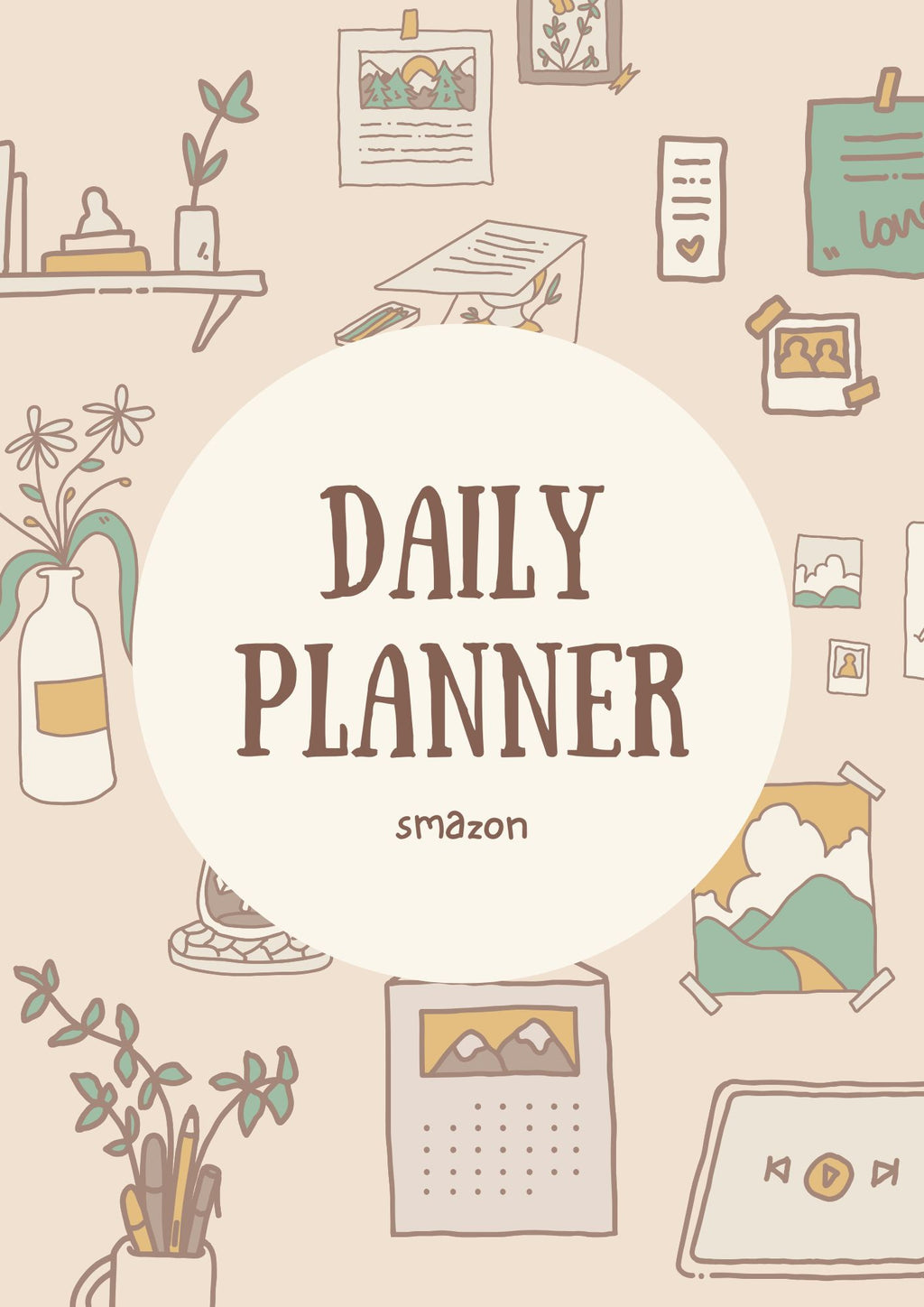 Beige Illustrative Annual Planner PDF with Editable Canva
