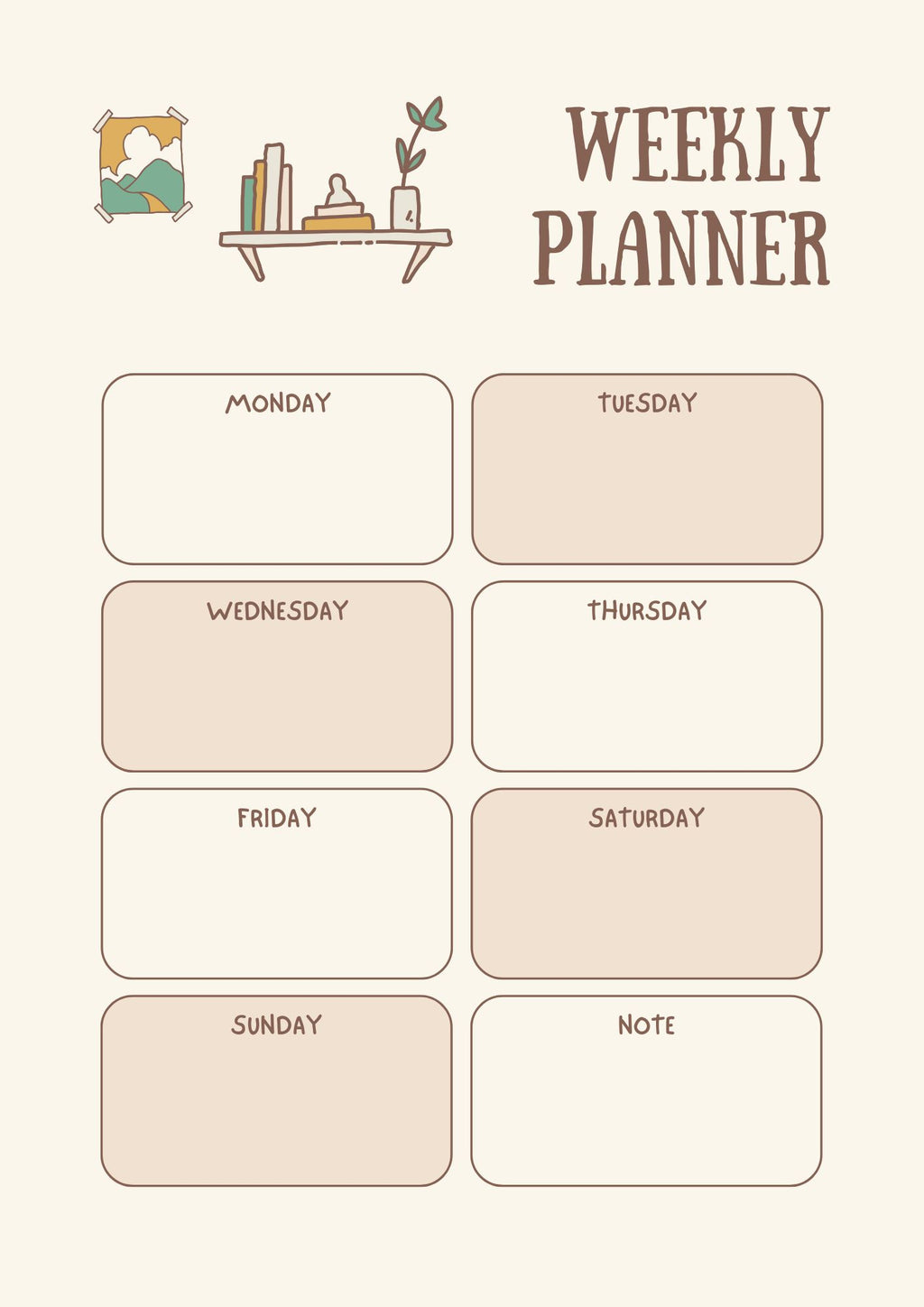 Beige Illustrative Annual Planner PDF with Editable Canva