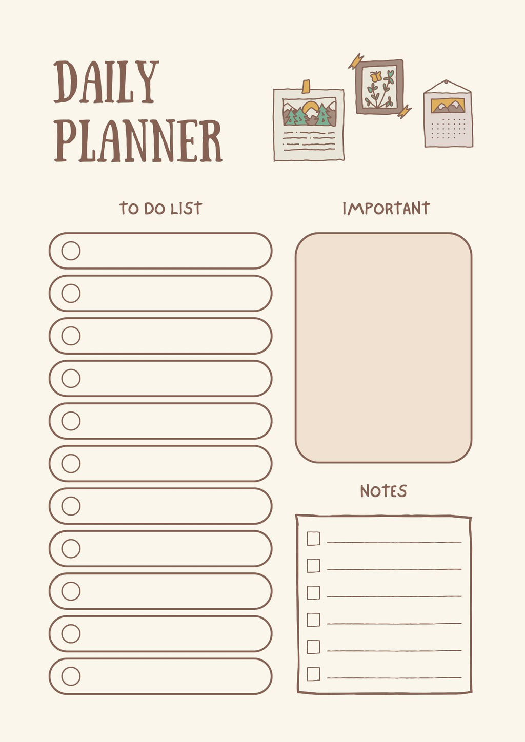 Beige Illustrative Annual Planner PDF with Editable Canva