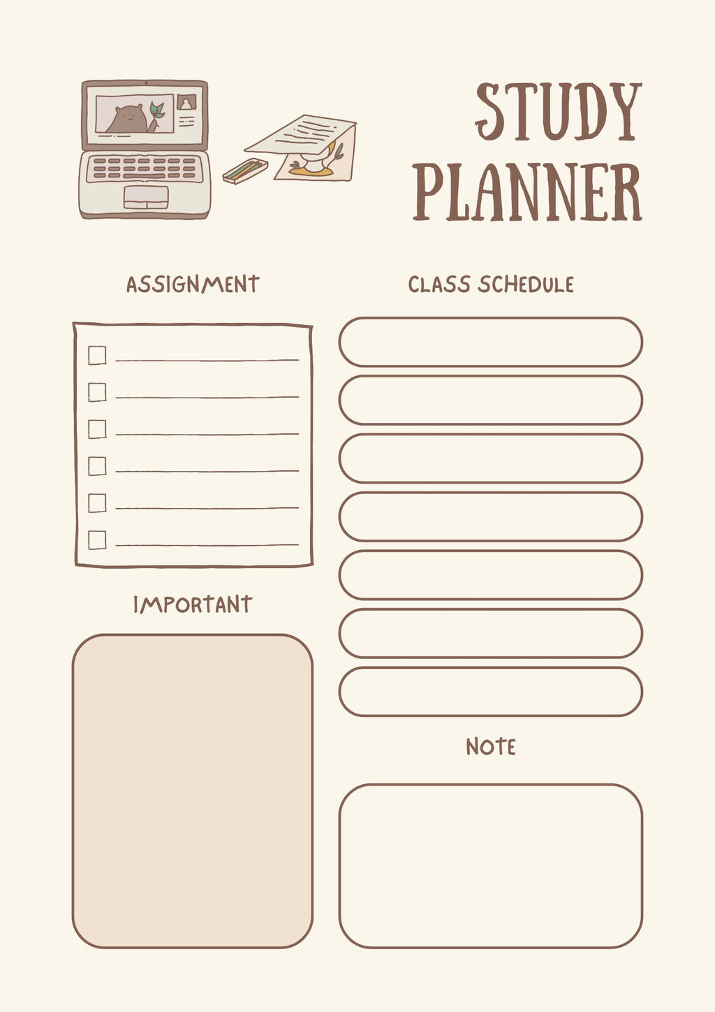 Beige Illustrative Annual Planner PDF with Editable Canva