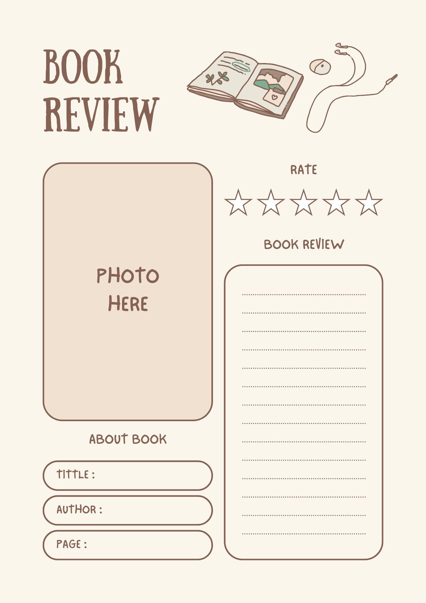 Beige Illustrative Annual Planner PDF with Editable Canva