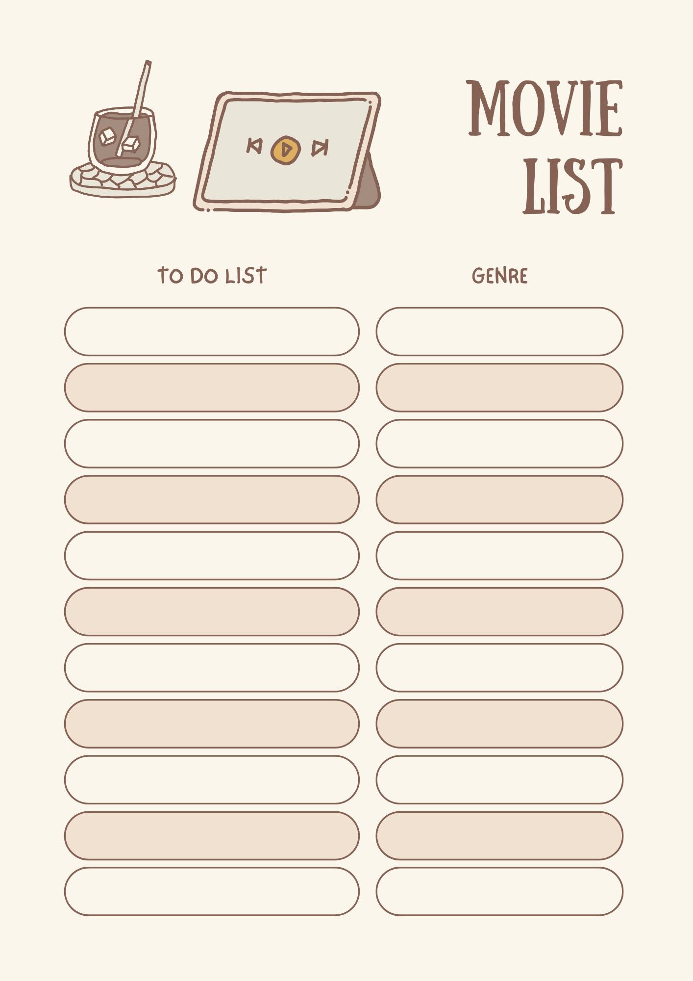 Beige Illustrative Annual Planner PDF with Editable Canva