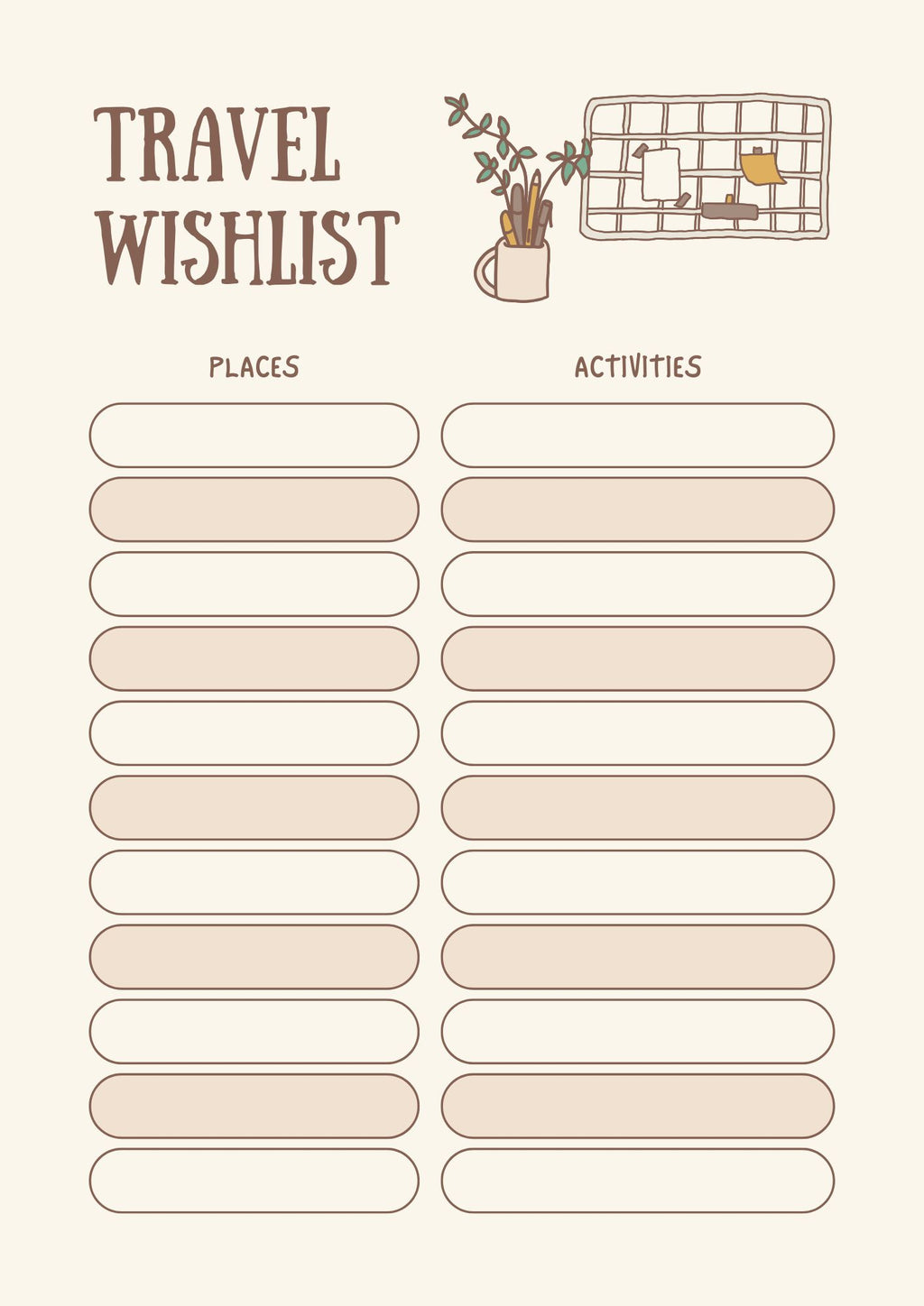 Beige Illustrative Annual Planner PDF with Editable Canva