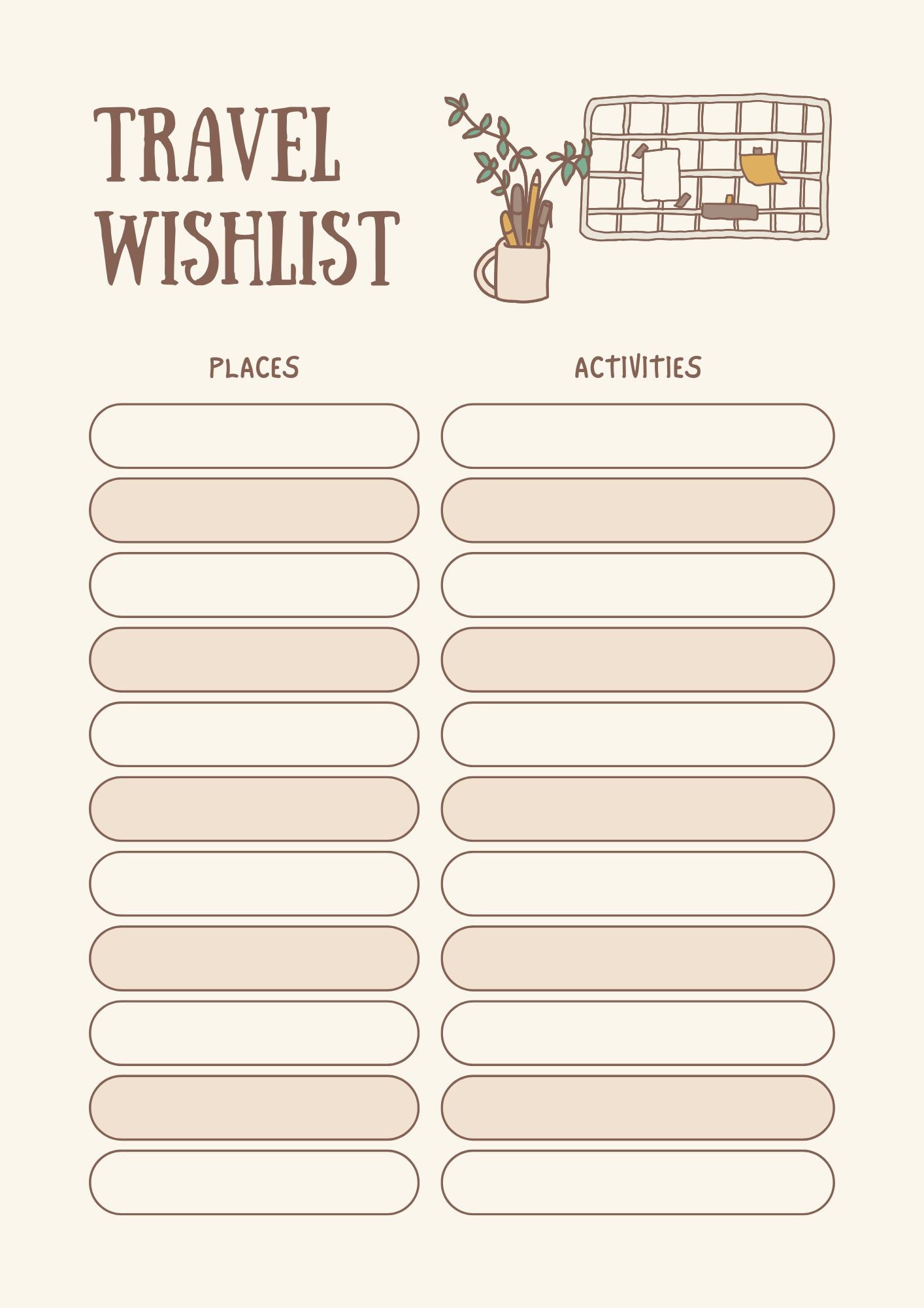 Beige Illustrative Annual Planner PDF with Editable Canva