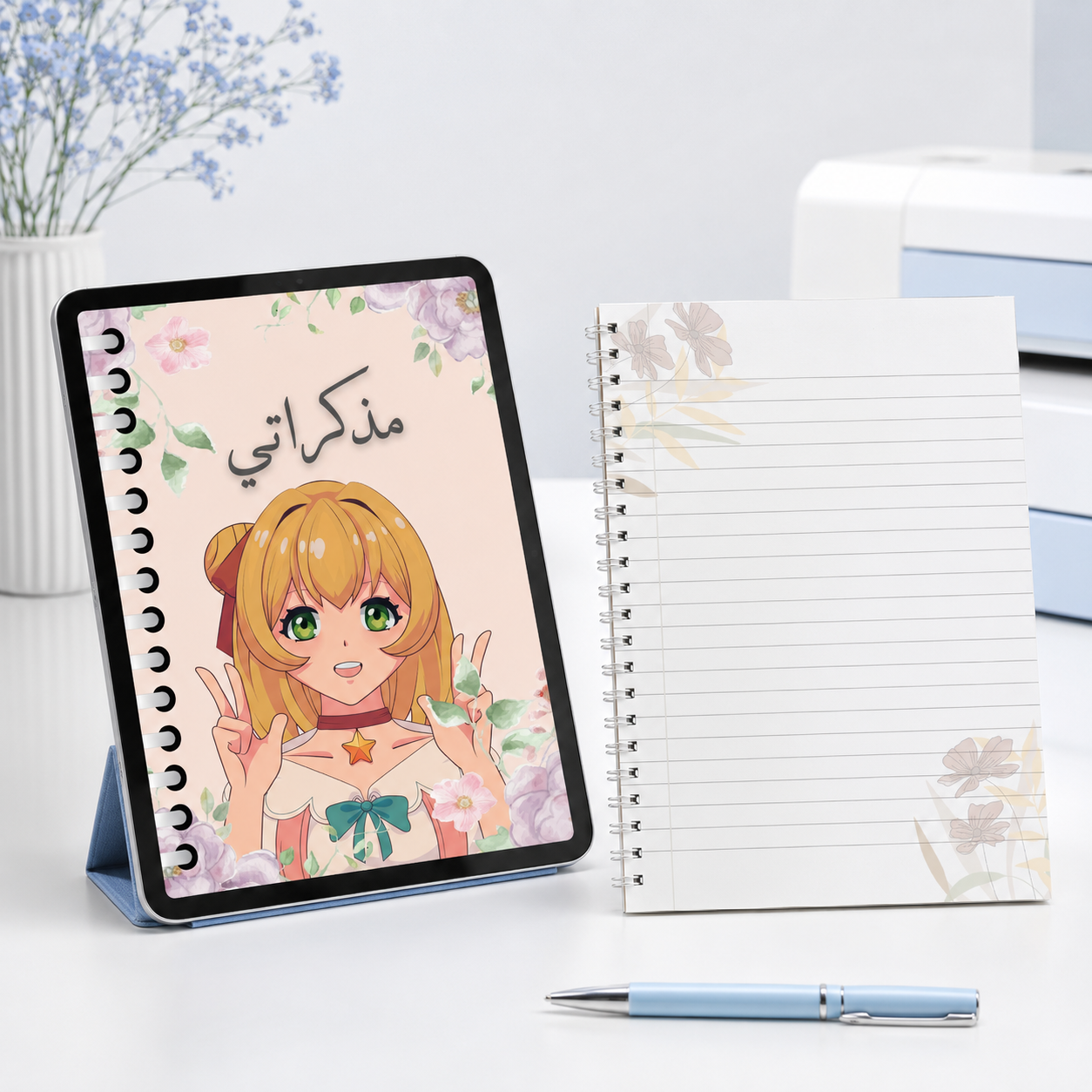 مذكرة يومية مزهرة للكتابة وتدوين الملاحظات