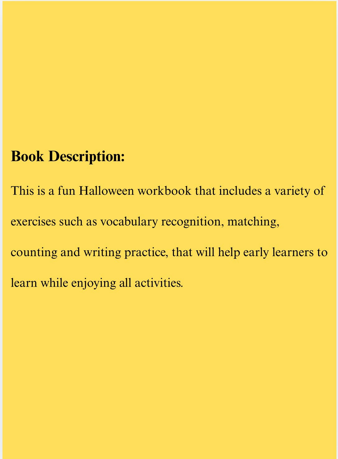 Halloween Activity Workbook