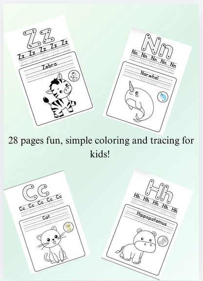 ABC Coloring & Tracing Workbook for Kids (A–Z)