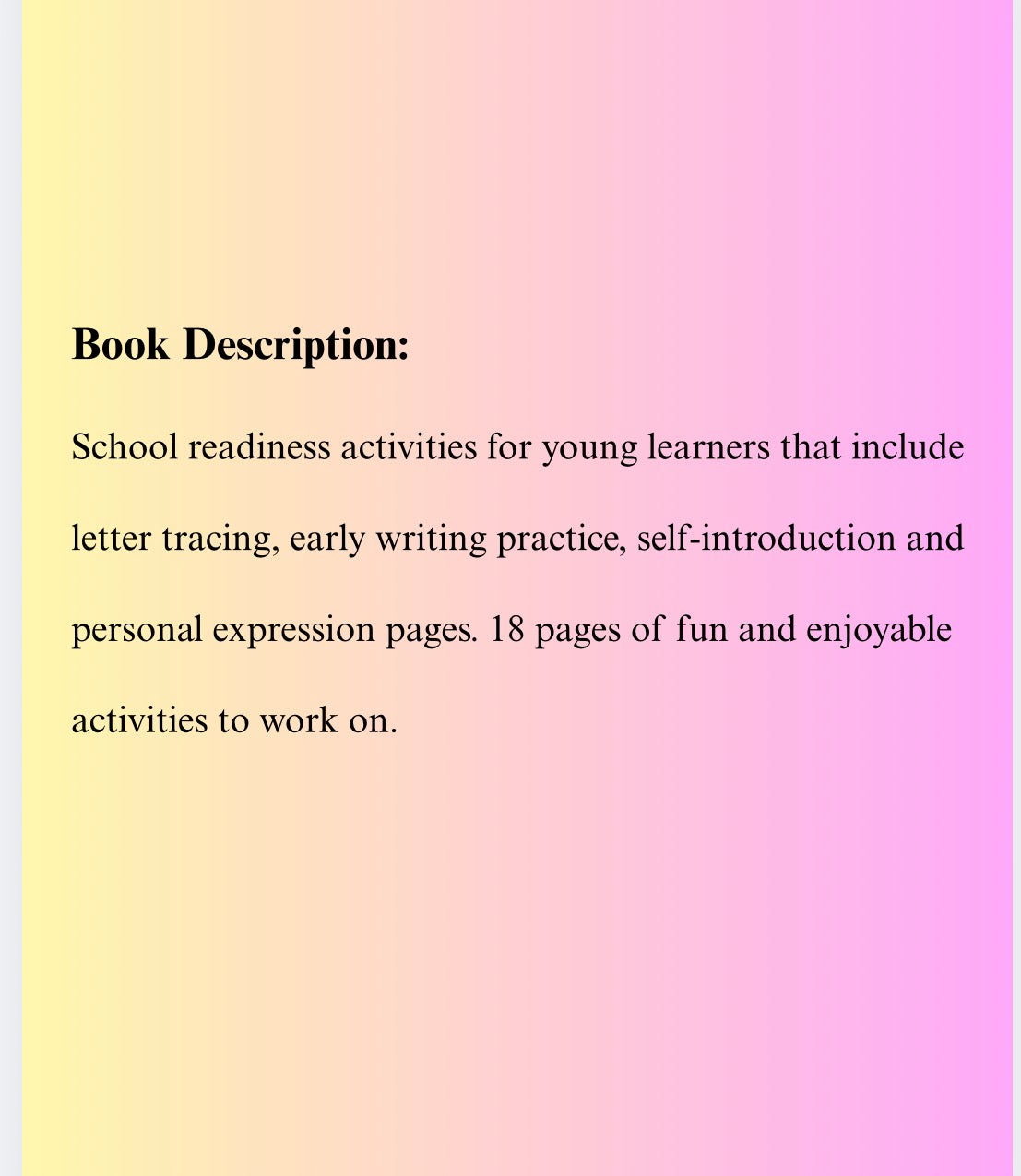 School Readiness Coloring