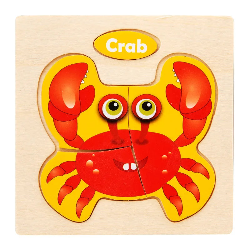 3D Wooden Puzzle Kids Cartoon Animal Traffic Jigsaw Puzzle Montessori Toys for Children Intelligence Early Learning Educational