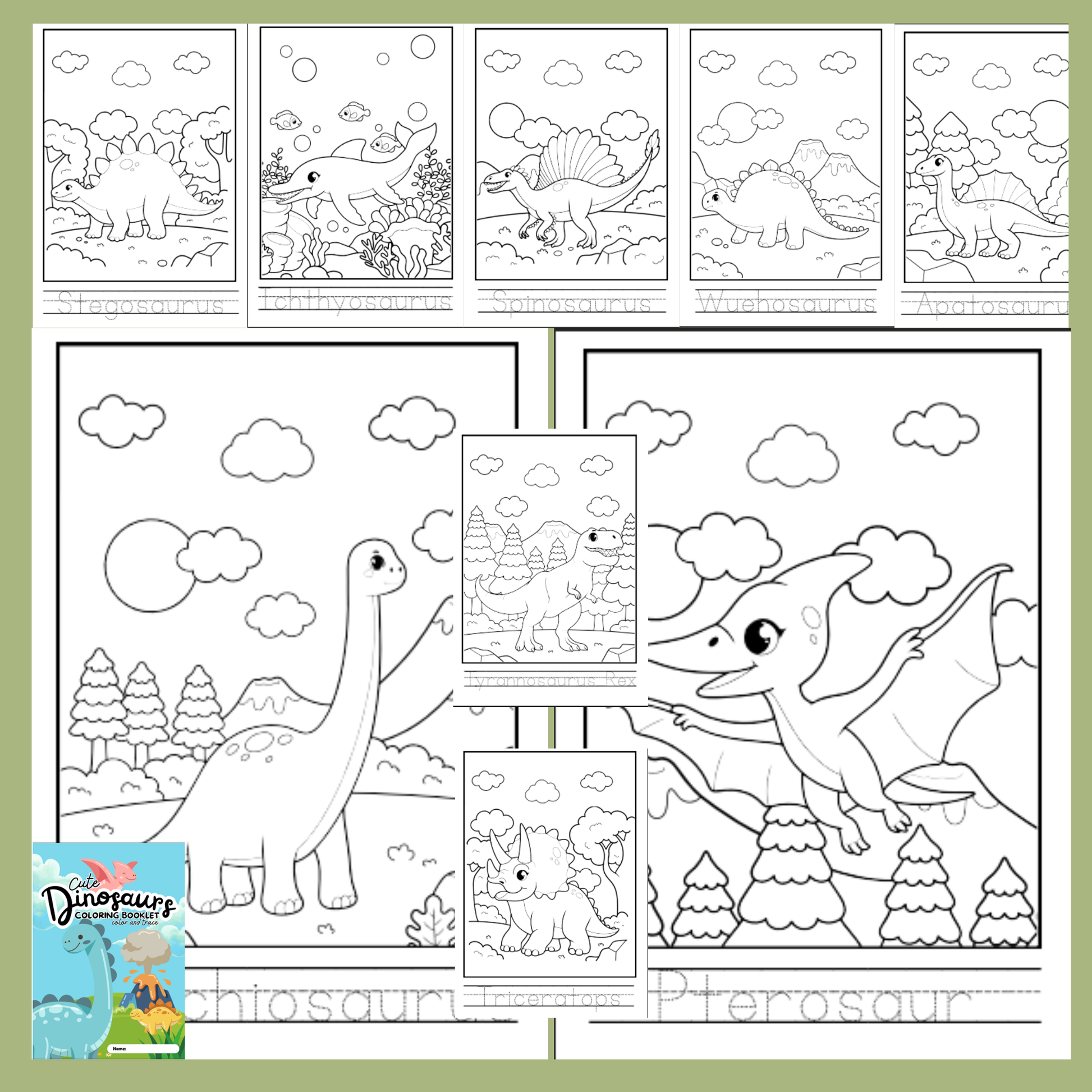 كتاب تلوين ديناصورات للأطفال مع رسومات تعليمية ممتعة
