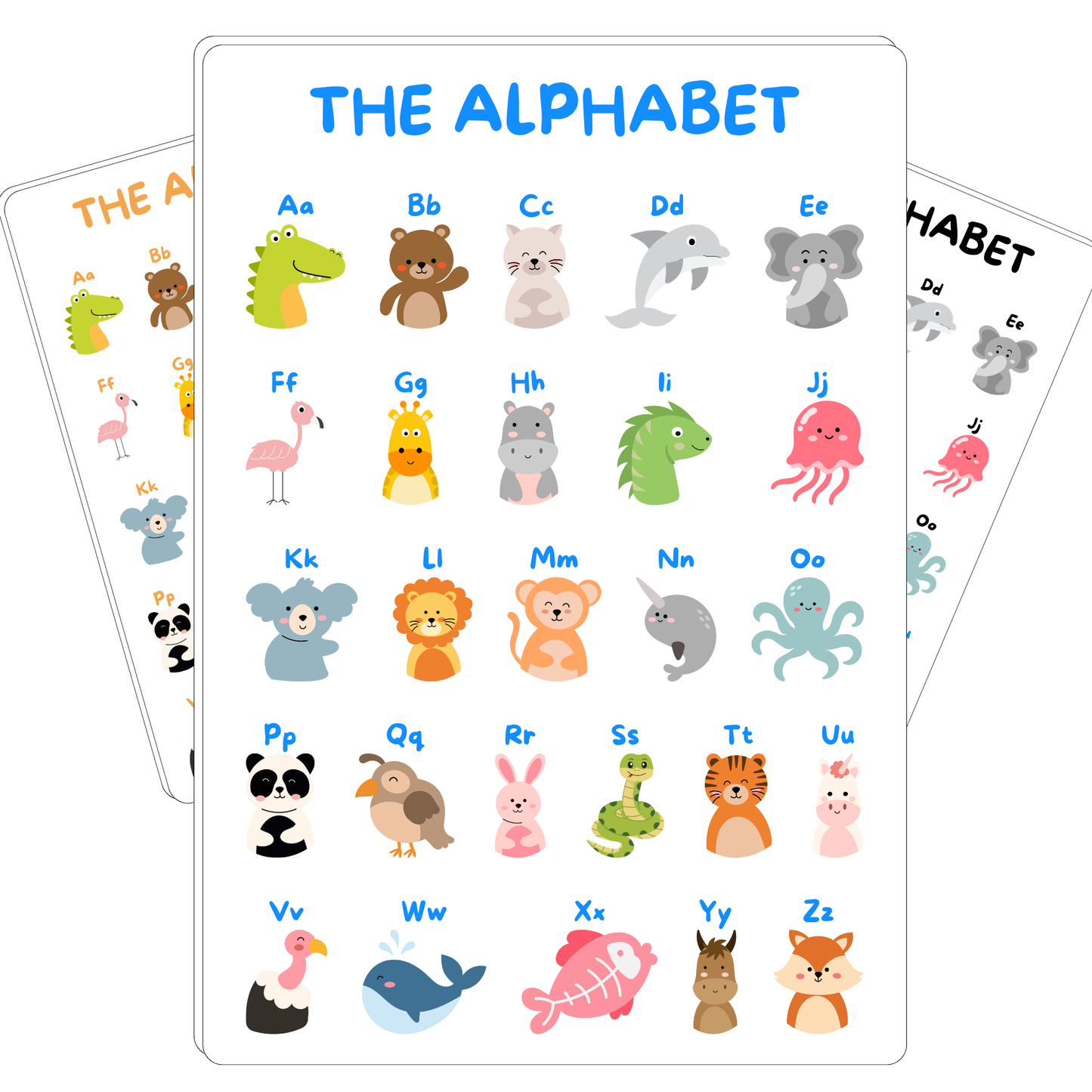 Alphabet Animals Poster A-Z | Printable Letter Chart with Cute Characters | Classroom Nursery Decor