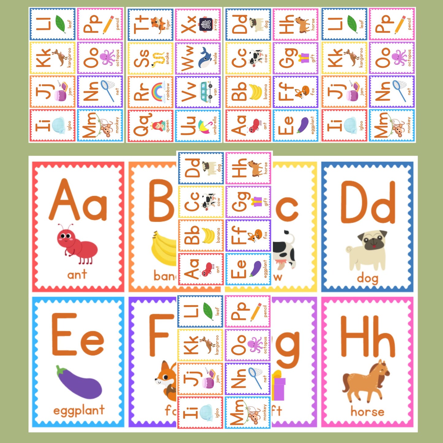 Colorful ABC Flashcards – Printable Alphabet Cards for Kids (A–Z)