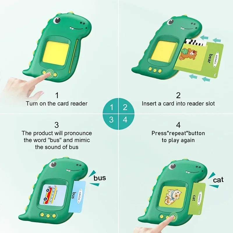 Talking Flash Cards Reading Machine | 112 Cards 224 Contents Bilingual Learning Toy for Kids Ages 3–12