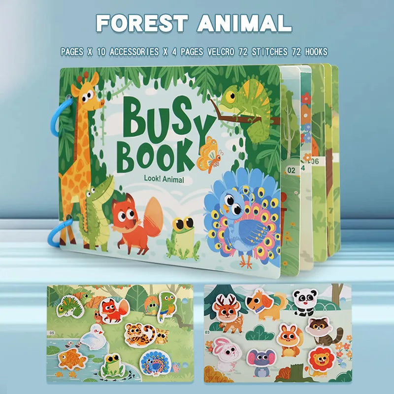 Montessori Baby Busy Book My First Quiet Book Paste Early Learning Education Toy Children Matching Game Toys for Kids 1 2 3 Year