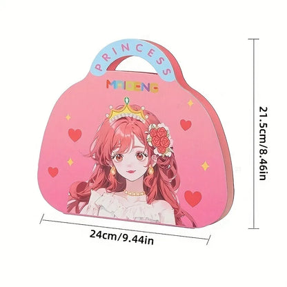 4-in-1 Princess Makeup & Fashion Dress-Up Game Set - DIY Paper Art Craft Kit with Diamond Painting Self-Adhesive Stickers