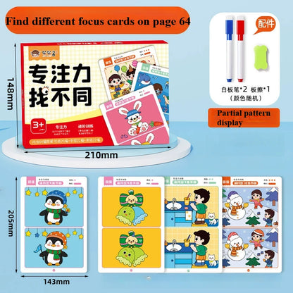 64pcs Kids Montessori Educational Game Cards Error-finding Games Baby Early Education Toys Concentration Training Reusable Cards