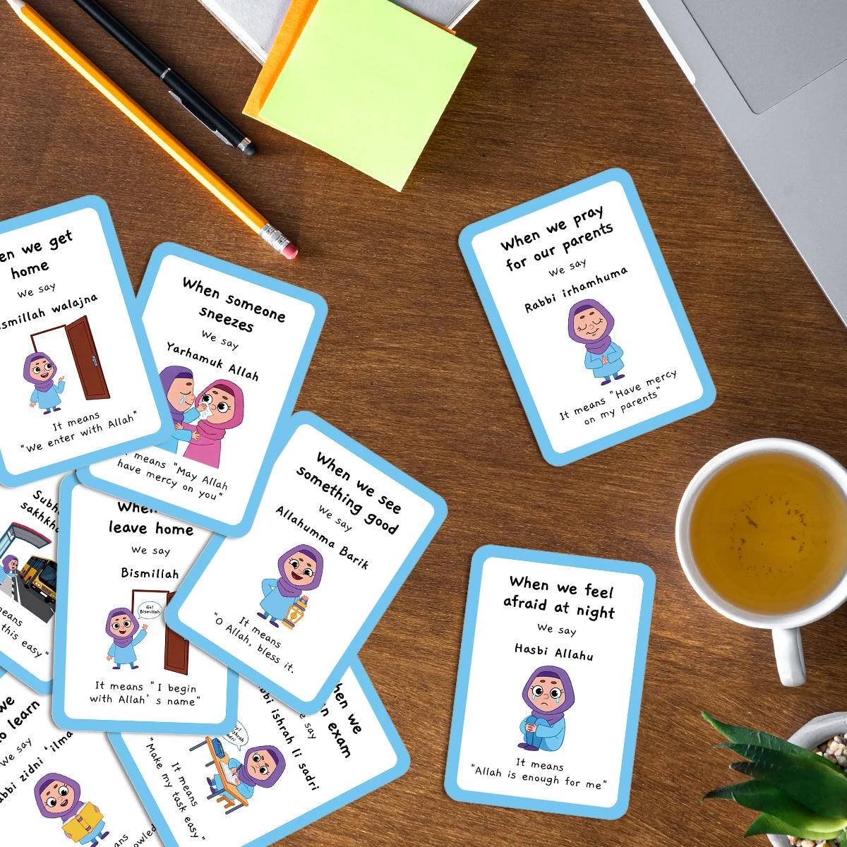 30pcs Little Muslim's Dua Cards,Educational Kit Teaching Islamic Supplications For Activity,Ramadan Gift,Sunday School Supplies