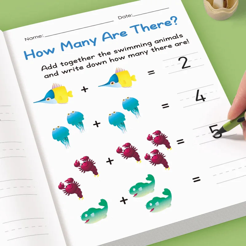 64 Pages Addition & Subtraction Math Workbook for Kids Ages 3-8 Colorful Number Tracing & Decomposition Practice Book