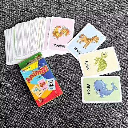 36pcs Children Cognition Cards Body Parts Animal Fruits Double Side Flashcards Montessori Baby Kids Early Educational Toys Gifts