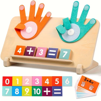Montessori Wooden Math Learning Board for Kids – Addition & Subtraction Counting Toy with Number Blocks and Flash Cards