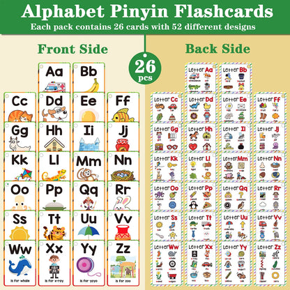 Alphabet Flash Cards,ABC Phonics Letters Flash Cards for Home and Classroom Lowercase and Uppercase Letter Cards,Educational Lea