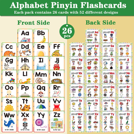 Alphabet Flash Cards,ABC Phonics Letters Flash Cards for Home and Classroom Lowercase and Uppercase Letter Cards,Educational Lea