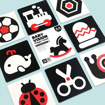 Early Education Toys For Baby Montessori Black White Flash Cards High Contrast Visual Stimulation Cards Baby Montessori Toys