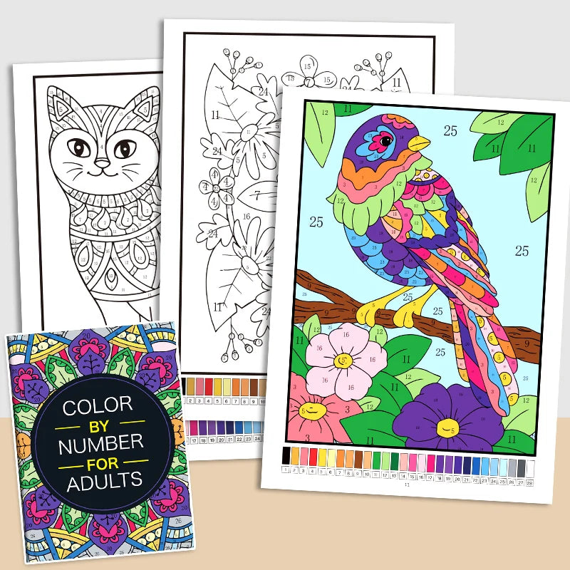 Color by Number Coloring Book for Adults – 32 Pages Stress Relief Activity Book