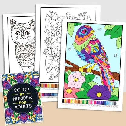 Color by Number Coloring Book for Adults – 32 Pages Stress Relief Activity Book