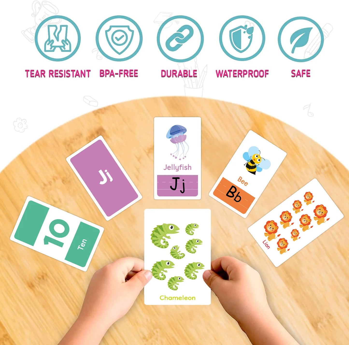 58PCS Toddler Learning Flash Cards – Alphabet, Numbers, Shapes & Colors