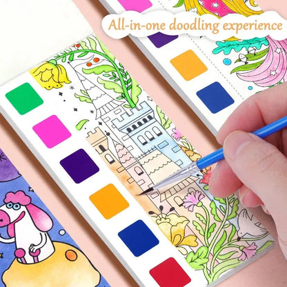 Portable Watercolor Painting Book Set – 12 Pages with Brush